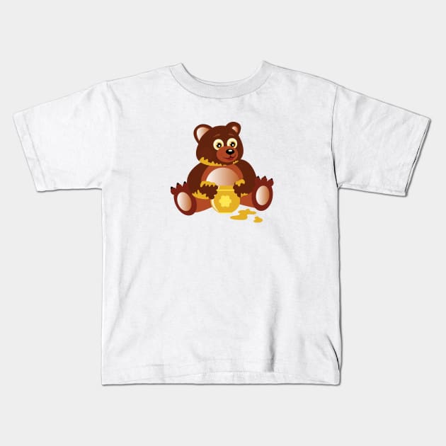 Bear Eating Honey Kids T-Shirt by scdesigns